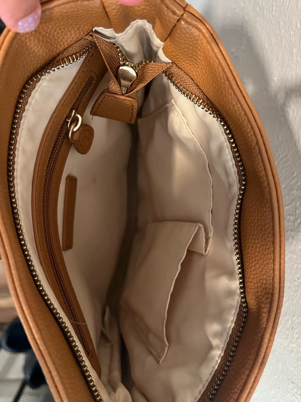 Soft Pebbled Tan Crossbody Bag with Tassel Accent - Picture 4 of 4